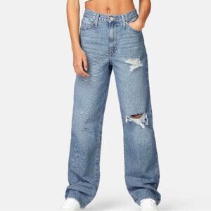 LEVI'S ‘94 Baggy Jeans. Mid Rise. 100% Cotton. Ripped Distressed. Women’s 25